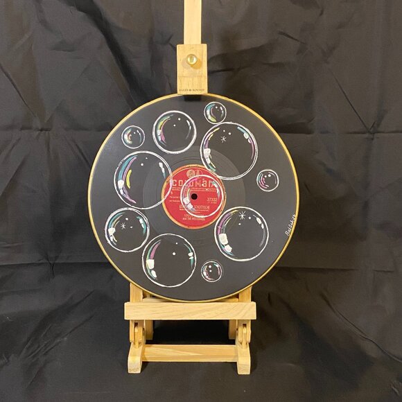 hand painted Record - Bubbles Record -1of1 - by BadAsh Unique Decor - Picture 1 of 1